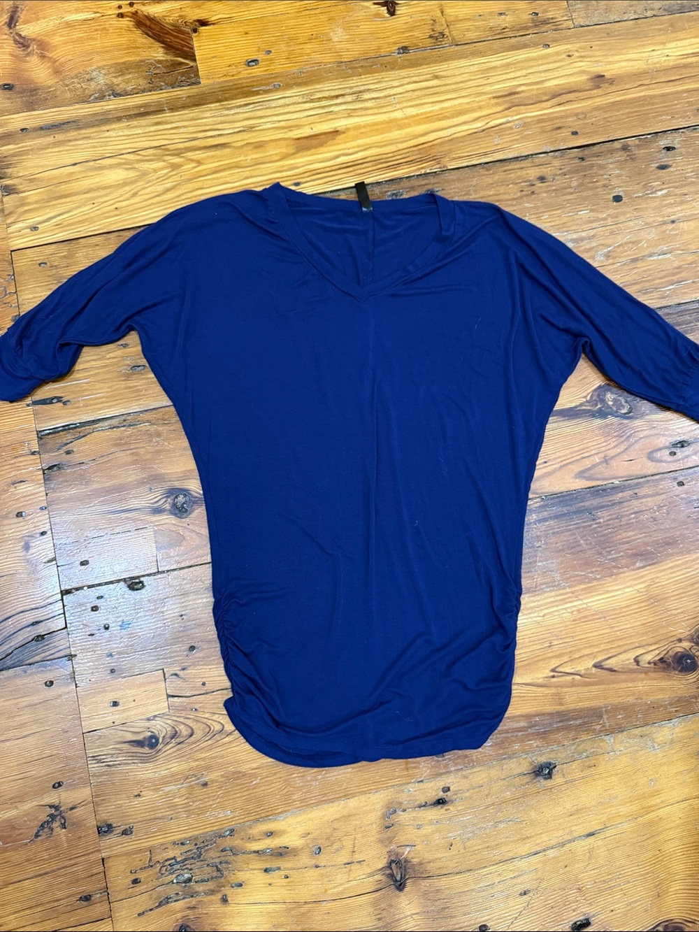 Made by Johnny Women's Navy V-Neck Long Sleeve Dolman Tee Size Large